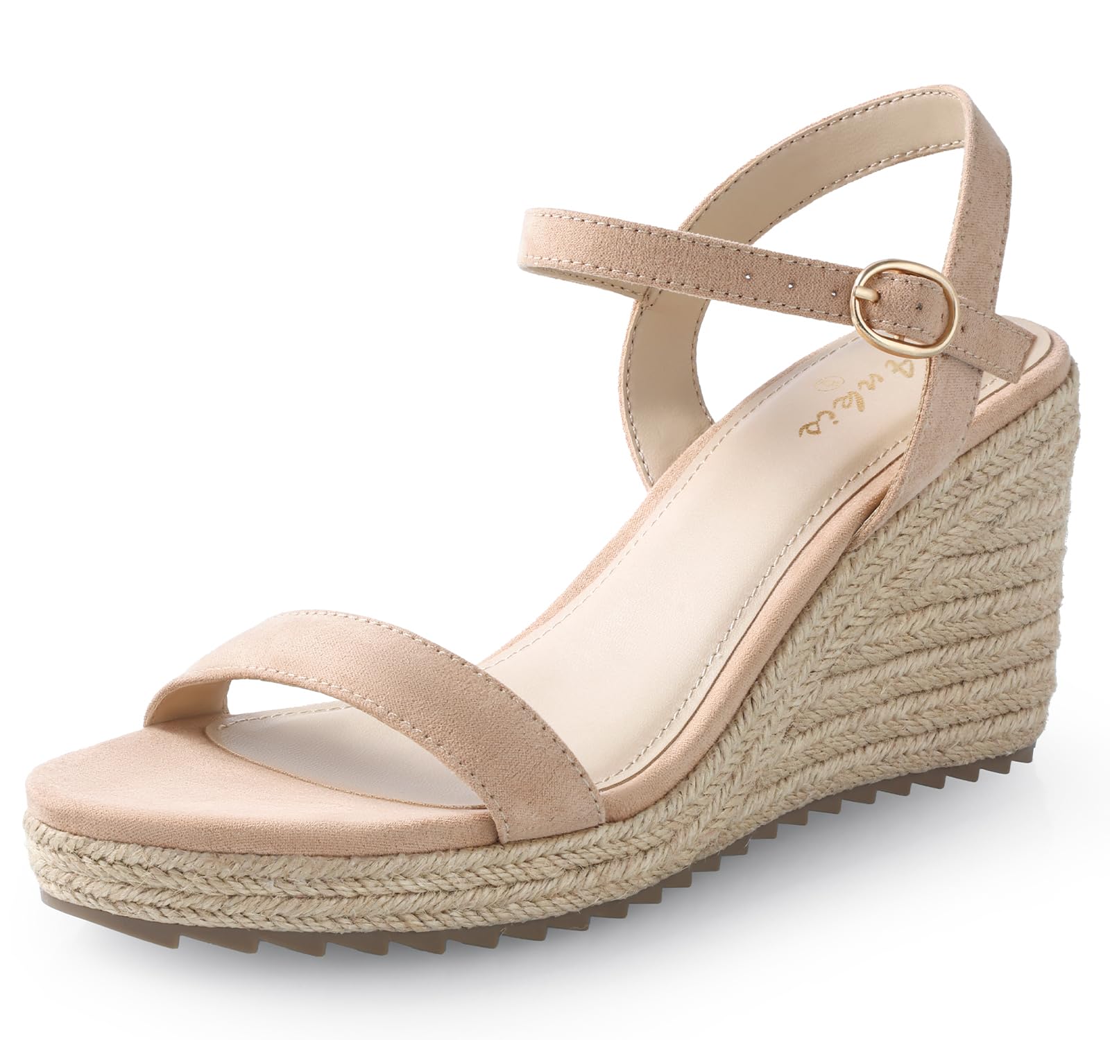 Ankis Platform Wedge Sandals for Women, Black Brown White Nude Espadrille Womens Wedge Sandals Comfortable Open Toe Ankle Strap High Heel Wedges for Women Dressy Summer -3.4Inch Image