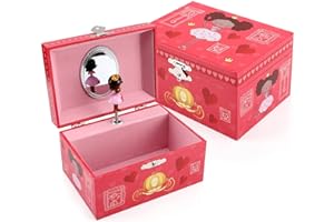 FALUOS Musical Jewelry Box with Spinning Cute Princess Music Box Jewel Storage Case Best Gift Toys for Girls