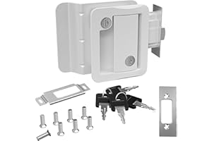 LEISURE LOCKS RV Door Lock Replacement with Paddle Deadbolt, Camper Door Handle Latch, 100% Metal RV Enclosed Travel Trailer Entry Door Lock with Keys for Camper Horse Trailer Cargo Hauler White