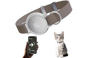 SUCEGI AirTag Cat Collar, Ultra Elastic Cat Tracker Collar, Airtag Holder Compatible with Apple Air Tag, [Lightweight & Scratch Resistant] Adjustable Stepless GPS Pet Collar for Cats Kittens, Brown