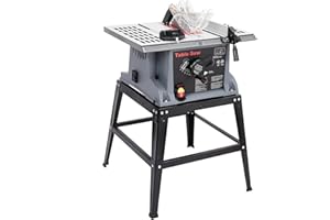 PIONEERWORKS 10inTable Saw, 1800W 5000RPM Table Saw with Stand, Safety Switch, Push Stick, 90°Cross Cut & 0-45°Cutting, Multifunctional Table Saw for Woodworking, DIY Working