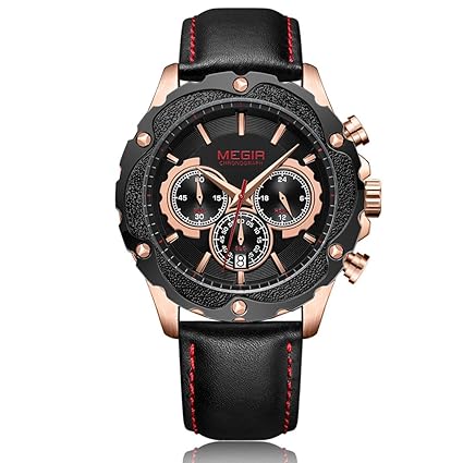Charcoal Black & Rose Gold Chronograph Mens Watch(2070G)