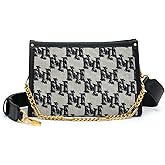ELLE Women's Monogram Clutch Purse with Metal Chain Handle & Detachable Adjustable Strap