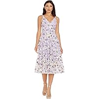 dress the population audrey Dress the Population Women's Audrey Spaghetti Strap Midi A-line 3D Floral  Dress, Begonia, XXS at Amazon Women's Clothing store