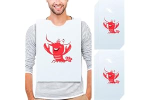 SATINIOR 30 Piece Lobster Bibs 23 Inch Crawfish Boil Party Supplies Crab Plastic Seafood Funny Bibs for Adult Size