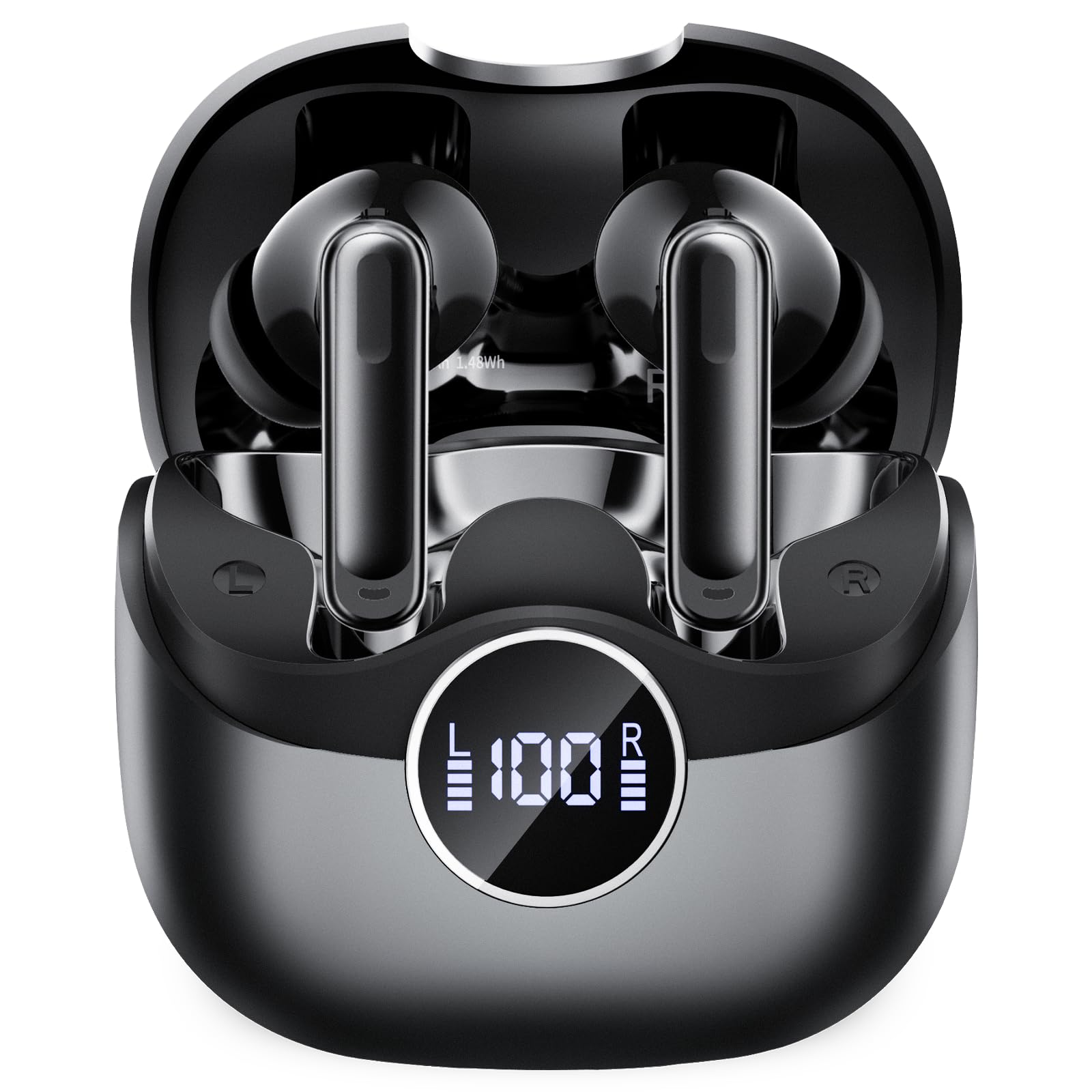 Photo 1 of Adaptive  Active Noise Canceling 2026 Wireless Earbuds, 6 Mics ENC Clear Call Ear Buds, Hi-Res Audio Deep Bass Bluetooth 5.4 Headphones, 40H Playtime, Wireless Charging, LED, USB-C, Black