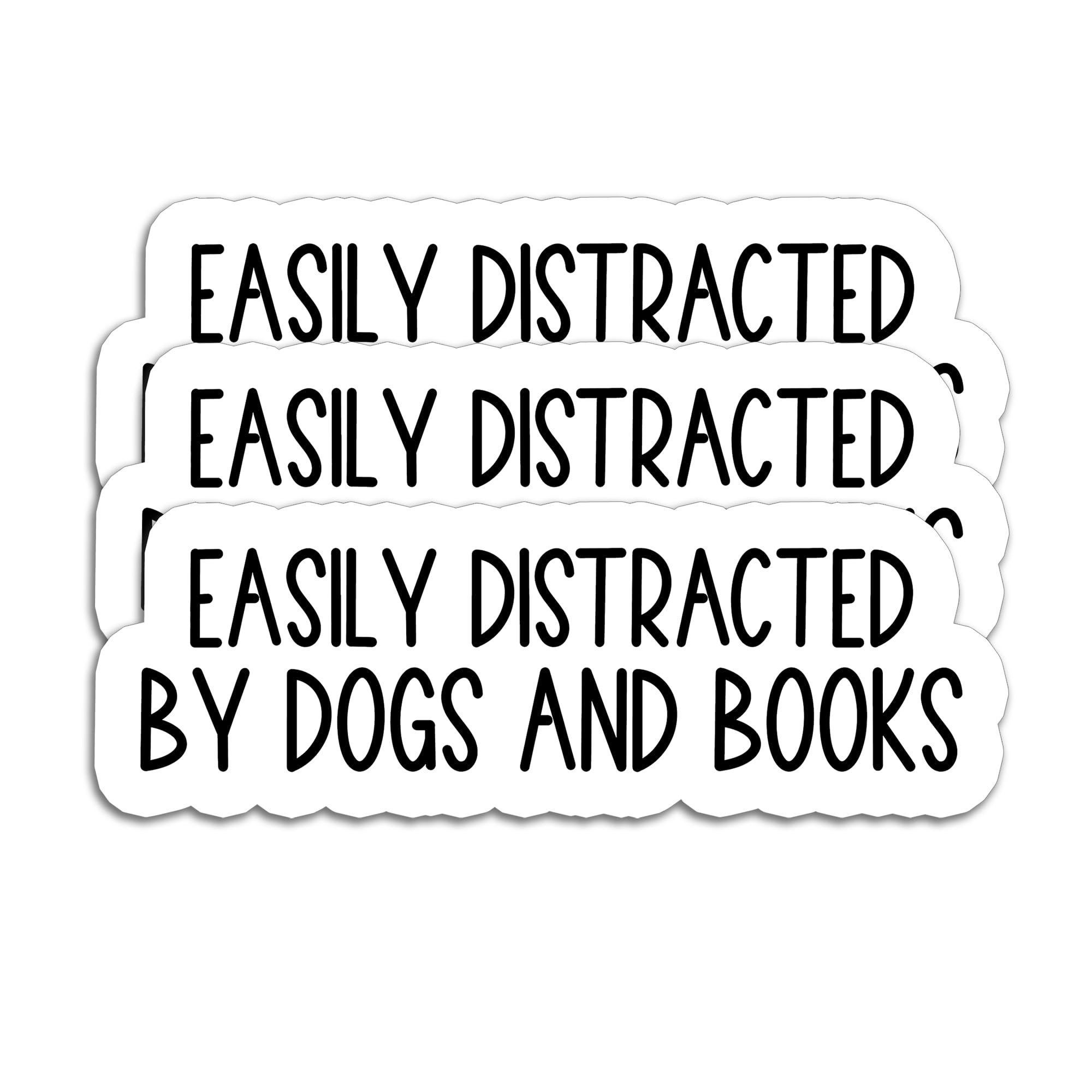 Photo 1 of (3PCS) Easily Distracted by Dogs and Books Stickers – Funny Dog Lover Vinyl Decals, Waterproof Stickers for Laptops, Tumblers, Water Bottles, Scrapbooks, Journals, 3" x 1.1"