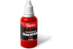 Veltec Self-Inking Stamp Refill Ink, Squeeze Bottle – 1 oz. (Red)