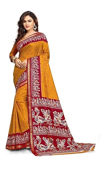 womens soft silk saree with unstitched blouse piece [ Rhytm silk]
