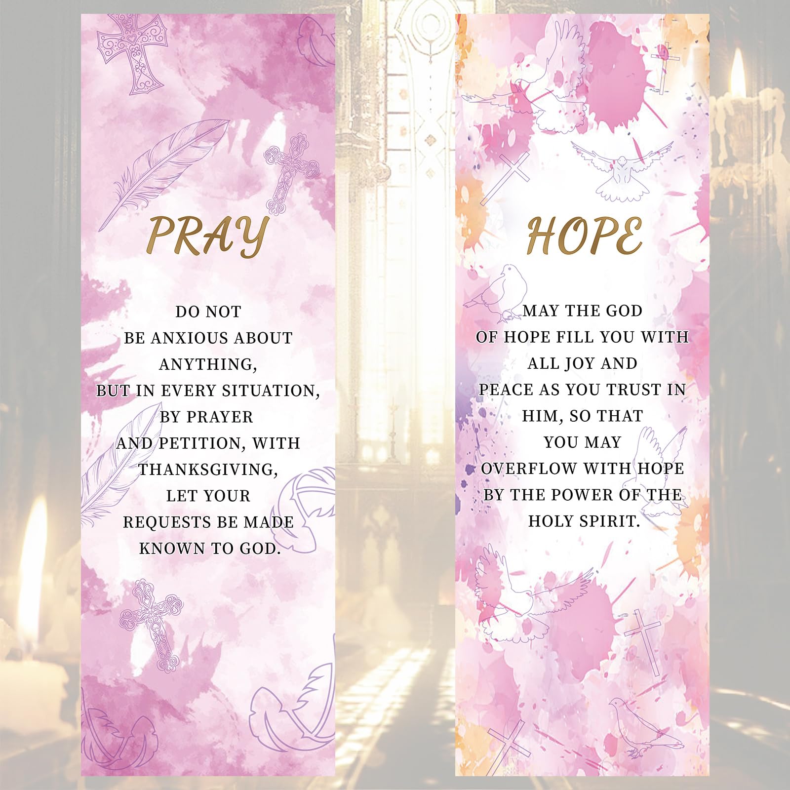 WANDIC Church Scripture Banners, 2 PCS Exquisite Bible Verses Banners for Sanctuary Wall Worship Pattern Inspirational Praise Hanging Church Decor