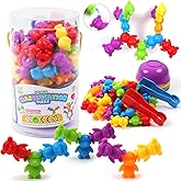 UNIQUE KIDS Counting Matching Game with Sorting Cups, Color Classification and Sensory Training Educational Learning Toys Set Gift for Toddlers Preschool Ages 3 Years and up (New Stacking Monkey)