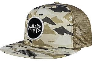 BASSDASH Flat Brim Trucker Cap Adjustable Snapback Hat Mesh Back for Men Women