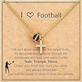 Drefund Softball/Soccer/Volleyball/Football Necklace Gifts for Teen Girls, Stocking Stuffers for Women Cross Pendant Sport Accessories Christian Birthday Christmas Gifts