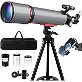 Telescope for Adults & Kids - 90mm Aperture 600mm Refractor High Powered Telescope for Beginners - Portable Astronomy Telescopes with Phone Adapter Tripod Carry Bag Gifts for Men