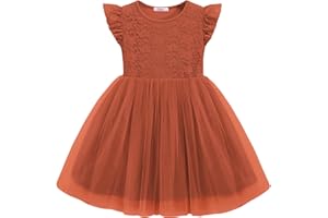 Arshiner Toddler Lace Tutu Dresses Ruffle Sleeve 3 Layers Tulle Flower Wedding Birthday Summer Little Girls Dress