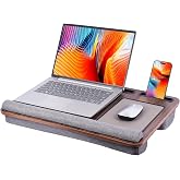 Heyfriday Home Office Lap Desk with Wrist Rest Wrist Rest, Mouse Pad, and Phone Holder Large Laptop Bed Desk for Notebook, Laptop, Tablet, Lap Stand Fits Up to 17 Inch Laptops (Brown)