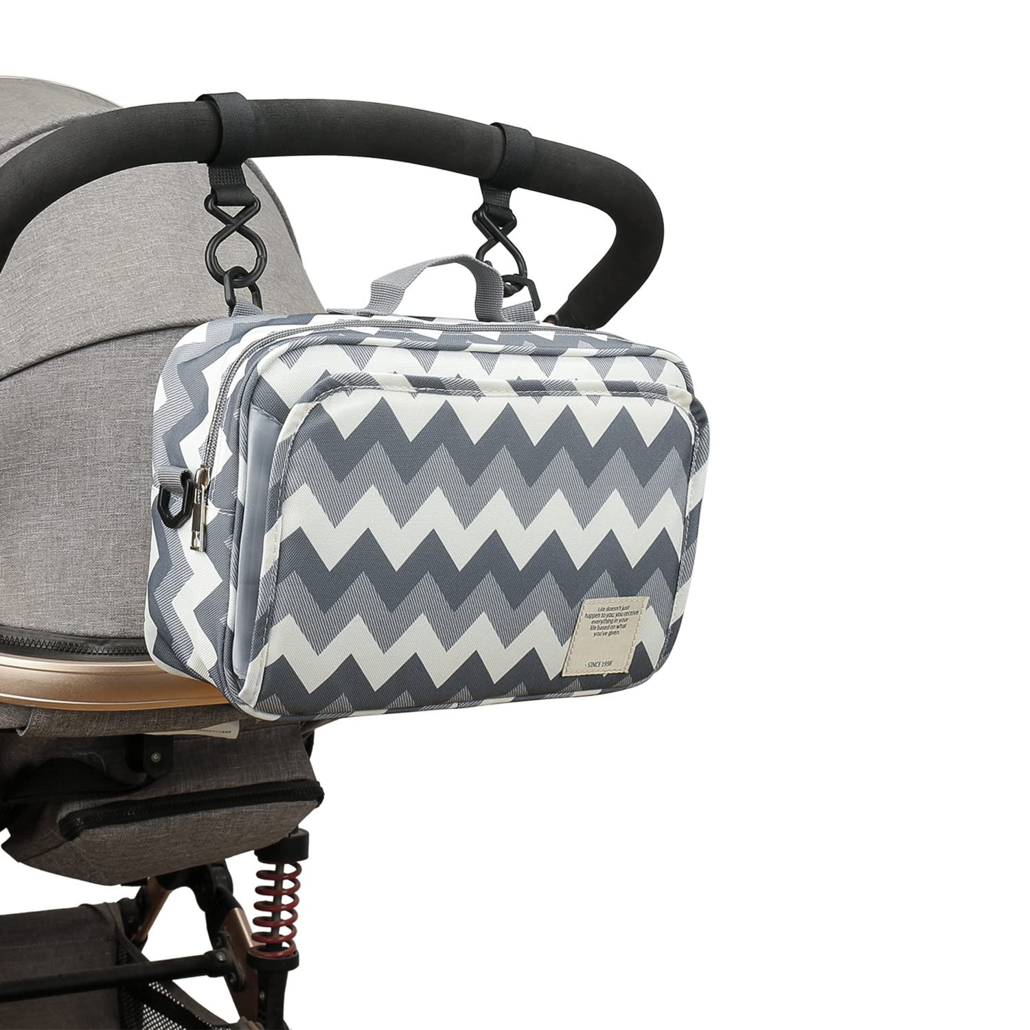 LICHENGTAI Buggy Stroller Bag with Wet Wipes Dispenser, Pram Organizer with Adjustable Strap Stroller Accessories