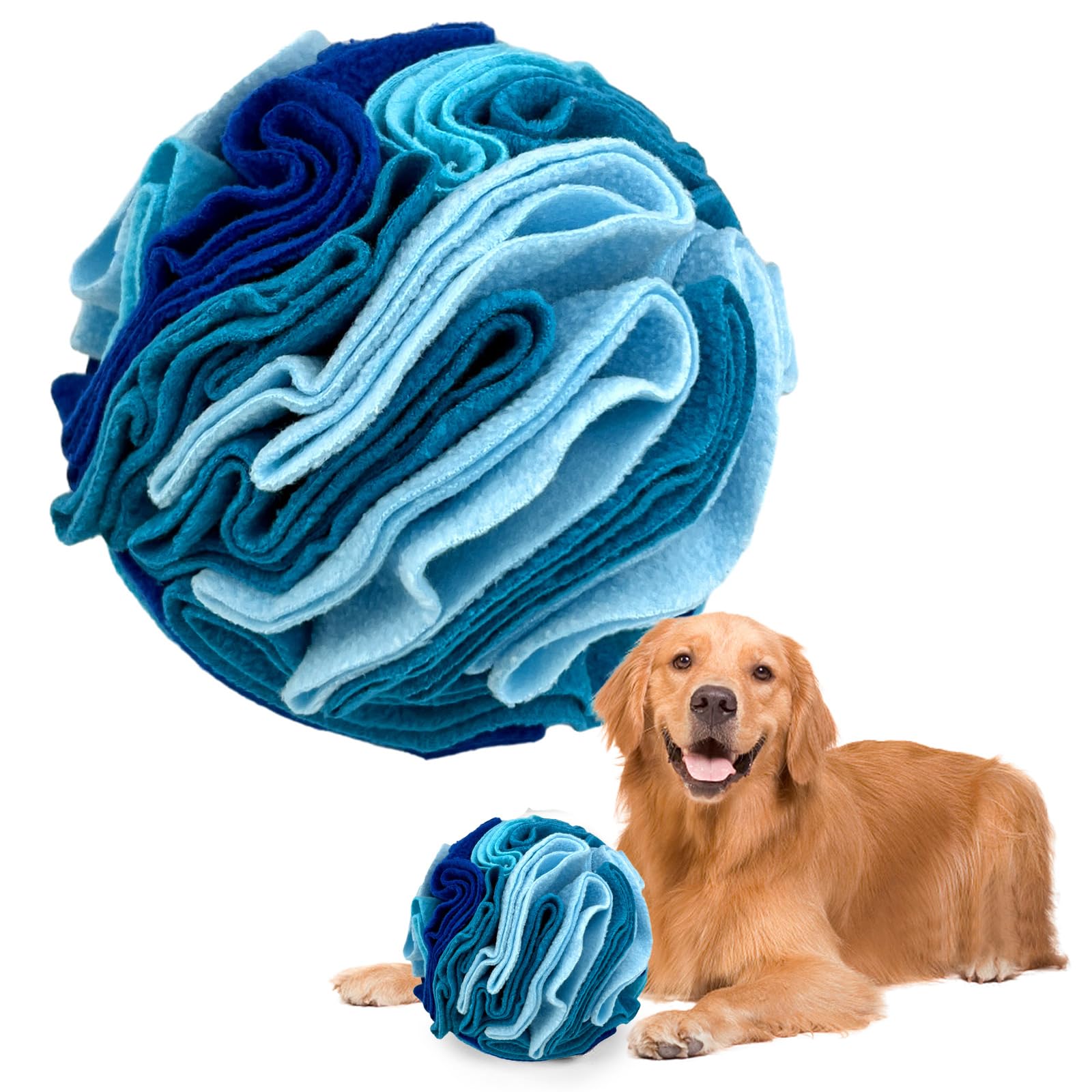 Interactive Snuffle Ball for Dogs - Treat Dispensing Toy, 15cm Educational Foraging Slow Feeder for Small, Medium, Large Dogs (Ocean Blue)