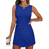 ANRABESS Womens Summer Dress 2026 Athletic Romper Skort Sleeveless Twist Waist Bodycon Night Out Mini Dress Built in Shorts