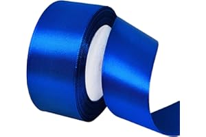 POPOYU Royal Blue Wide Satin Ribbon for Gift Wrapping 1-1/2 inch,25 Yards Continuous Ribbons Roll,Christmas Gift Ribbon Thick Solid Color Fabric Ribbon for Crafts,Wedding Car,Hair Bow Making,Wreath,Bouquet