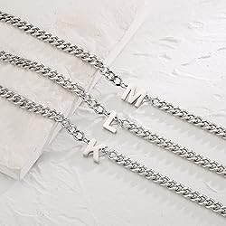 DuoDiner I Letter Necklace Initial Cuban Link Chain