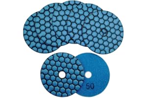 SHDIATOOL 3 Inch Dry Diamond Polishing Pads Grit 50 for Granite Marble Quartz(7-Pack)