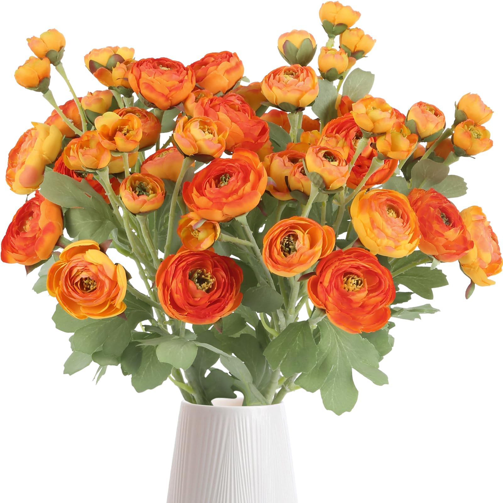Photo 1 of ICBOX 5PCS Ranunculus Artificial Flowers 60Heads Orange Faux Peonies with Stem Real Touch 21.65" Silk Ranunculus Fake Flowers for DIY Craft Wedding Floral Arrangements Home Table Decor(Orange)