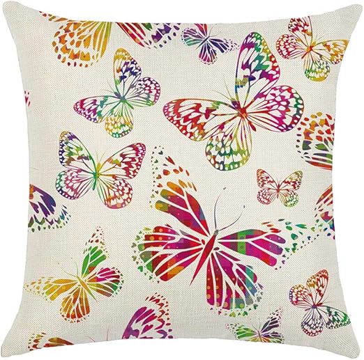 Amazon Com Daliuing Pillow Pattern Colorful Butterfly And Flower