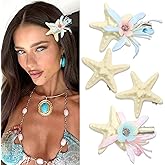 SAWINDA 4Pcs Flower Starfish Hair Clips Sea Star Hair Barrettes Mermaid Hair Clips Seashell Clips for Hair Beach Hair Accessories for Women Girls