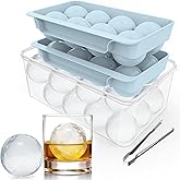 Large Ice Ball Maker Mold, 2.5" Round Ice Cube Mold for Whiskey Bourbon Cocktail, 8 Balls, Sphere Ice Mold, Big Ice Cube Tray with Container and Tongs, Easy to Fill &amp; Release