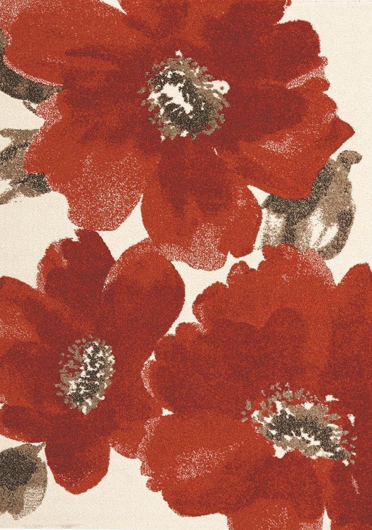 Kalora Interiors Camino Flowers Rug in Red 3’11” x 5’7”