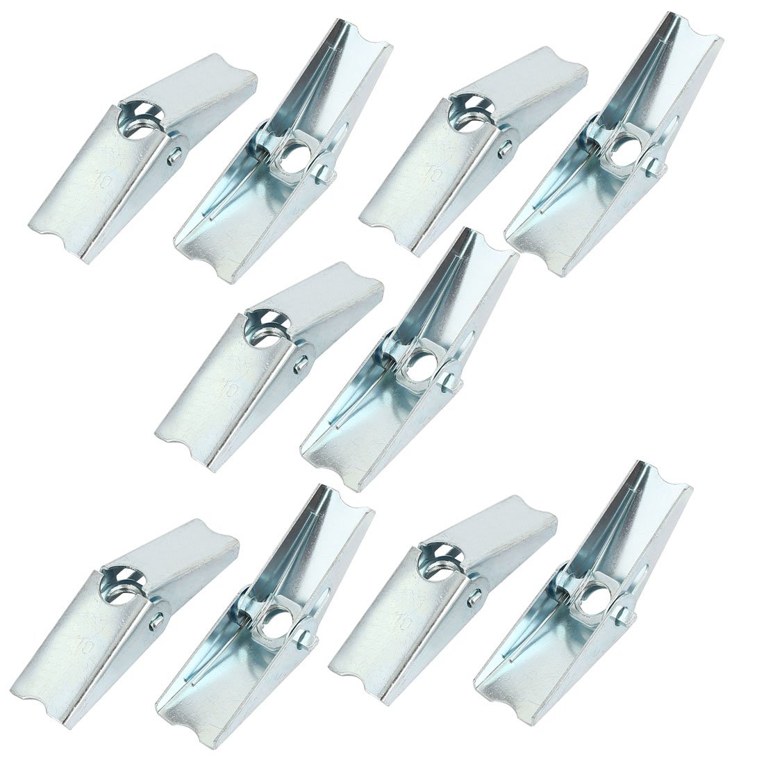 sourcing map M10 Dia Female Thread Spring Loaded Hollow Wall Anchor Toggle Wing Nut 10pcs