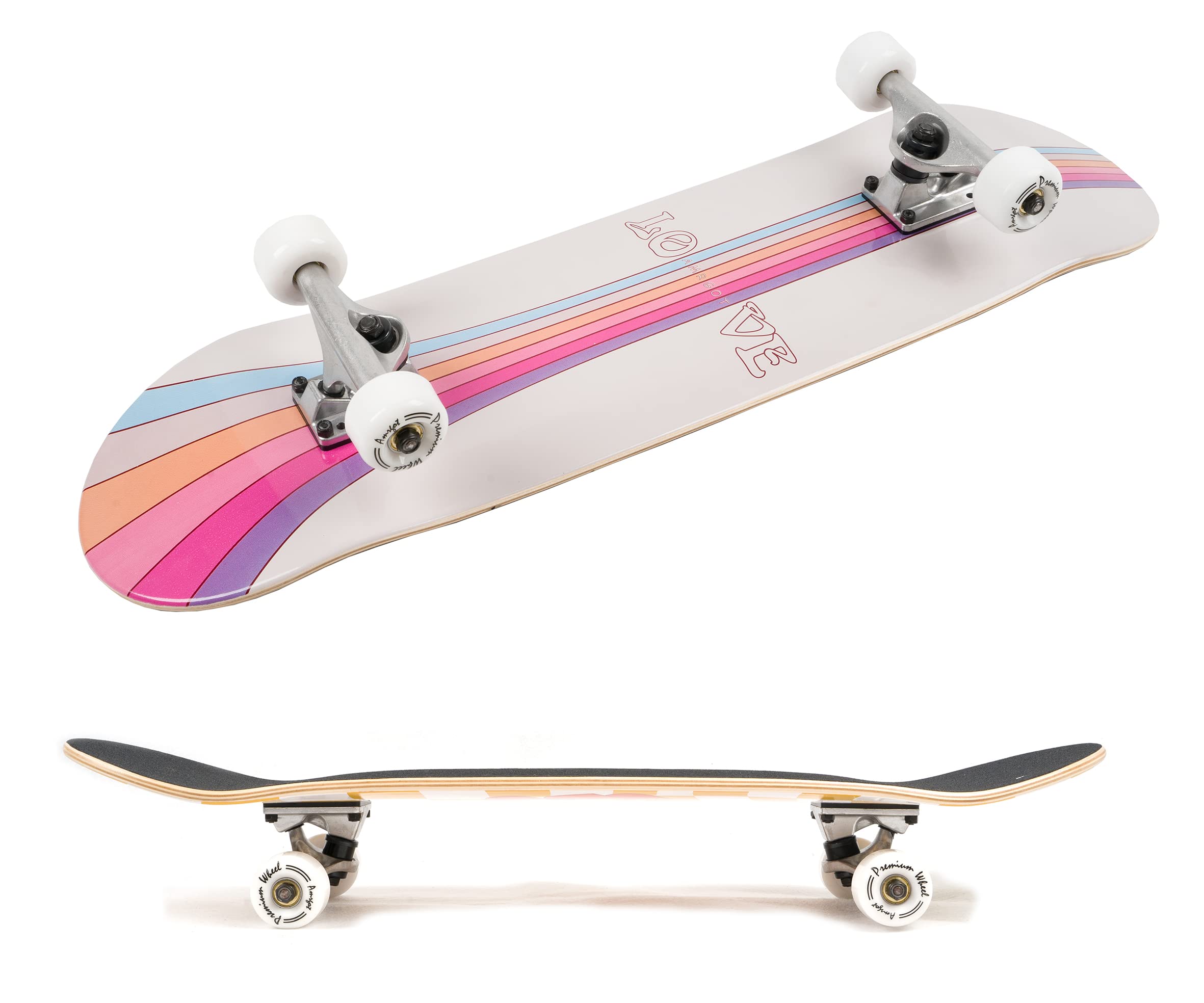 Skateboards for Beginners,31 * 8 inches Complete Skateboards for Kids,Boys,Girls and Adults,7 Layer Maple Wood,Double Kick Deck Concave Standard and Tricks Skateboard