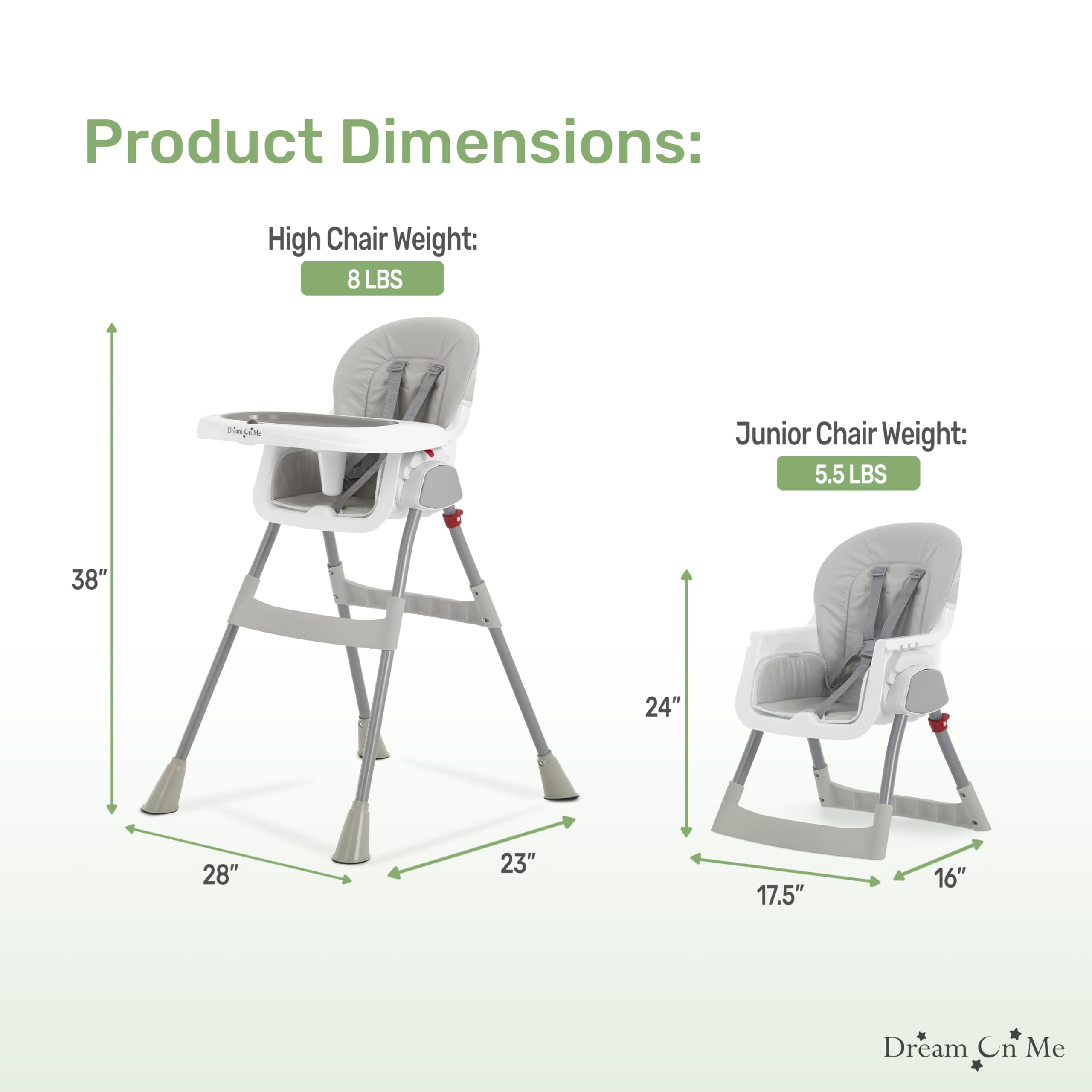 Dream On Me Portable 2-in-1 Tabletalk High Chair, Convertible Compact High Chair, Light Weight Portable Highchair, Grey