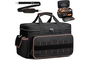 17 Inch Heavy Duty Tool Bag (Oxford Cloth, Black) - 20 Pockets Portable Organizer with Adjustable Shoulder Strap, For Electri