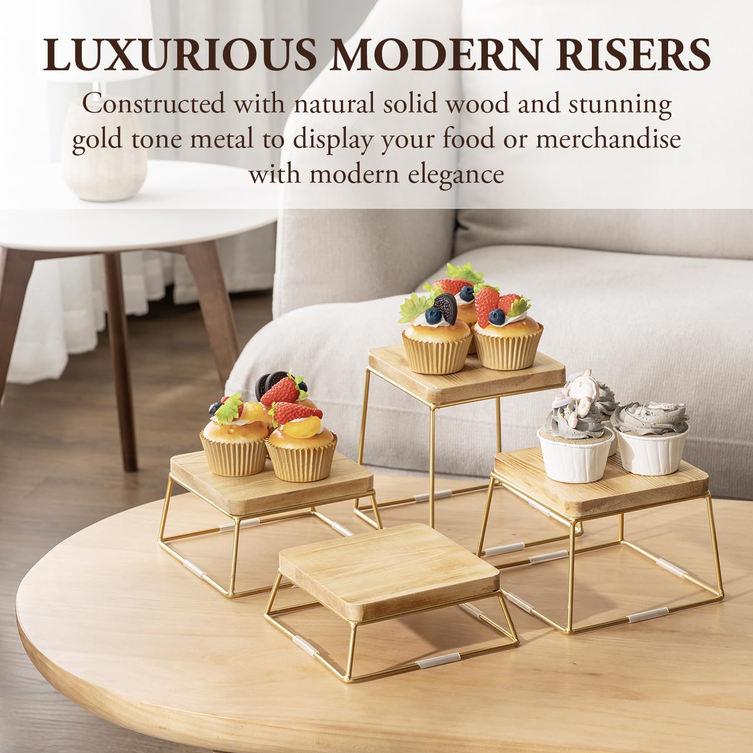 Gold. Retail Risers Mua MyGift Gold Food Risers for Display Party, 4-Piece Wood Square ...