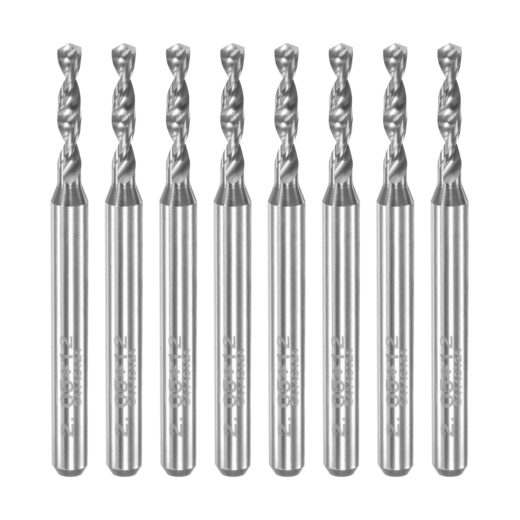 sourcing map PCB Drill Bits 2.05mm Tungsten Carbide Spiral Flute Jewelry CNC Engraving Print Circuit Board Micro Drill Bits 1/8" Shank 8pcs