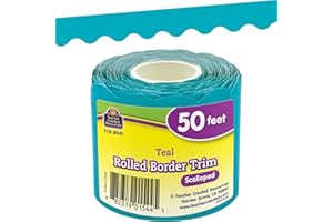 Teal Scalloped Rolled Border Trim