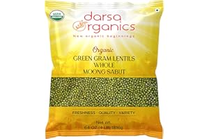 Darsa Organics Whole Moong Dal for Sprouts or Cooking 4 lb | Green Gram Mung Bean Lentils | USDA Organic | Non-GMO | Chemical-Free | Kosher