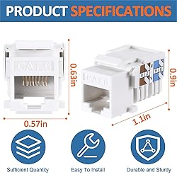 Hoteam Cat6 Cable RJ45 Keystone Jack UTP Modular