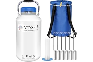 Magula 3L Liquid nitrogen dewar,Liquid Nitrogen Container LN2 Tank Cryogenic Dewar,Aluminum Alloy Semen Tank with 6 Canisters Carry Bag