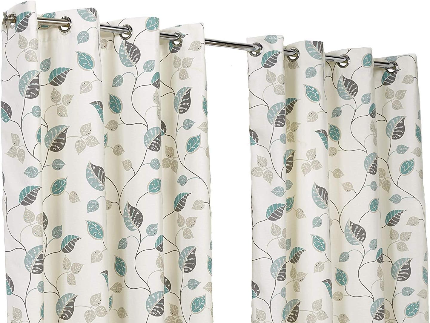 Hamilton McBride April Teal Ring Top / Eyelet Fully Lined Readymade Curtain Pair 90x90in(228x228cm) Approximately