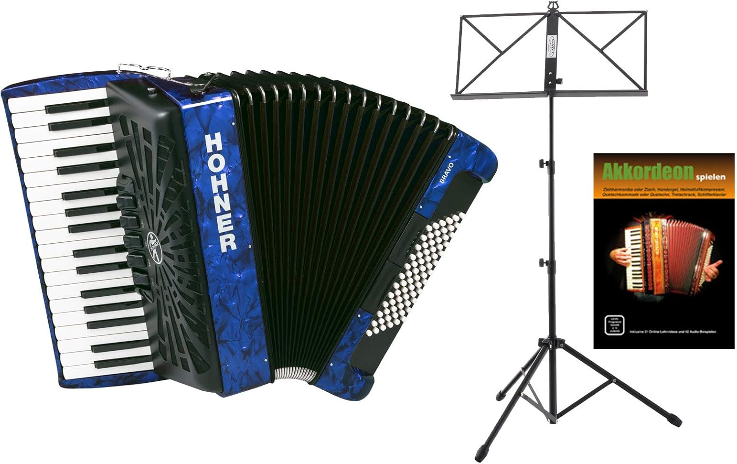 Hohner Bravo III Acordeón silencioso (72 bajos, 2 registros de graves