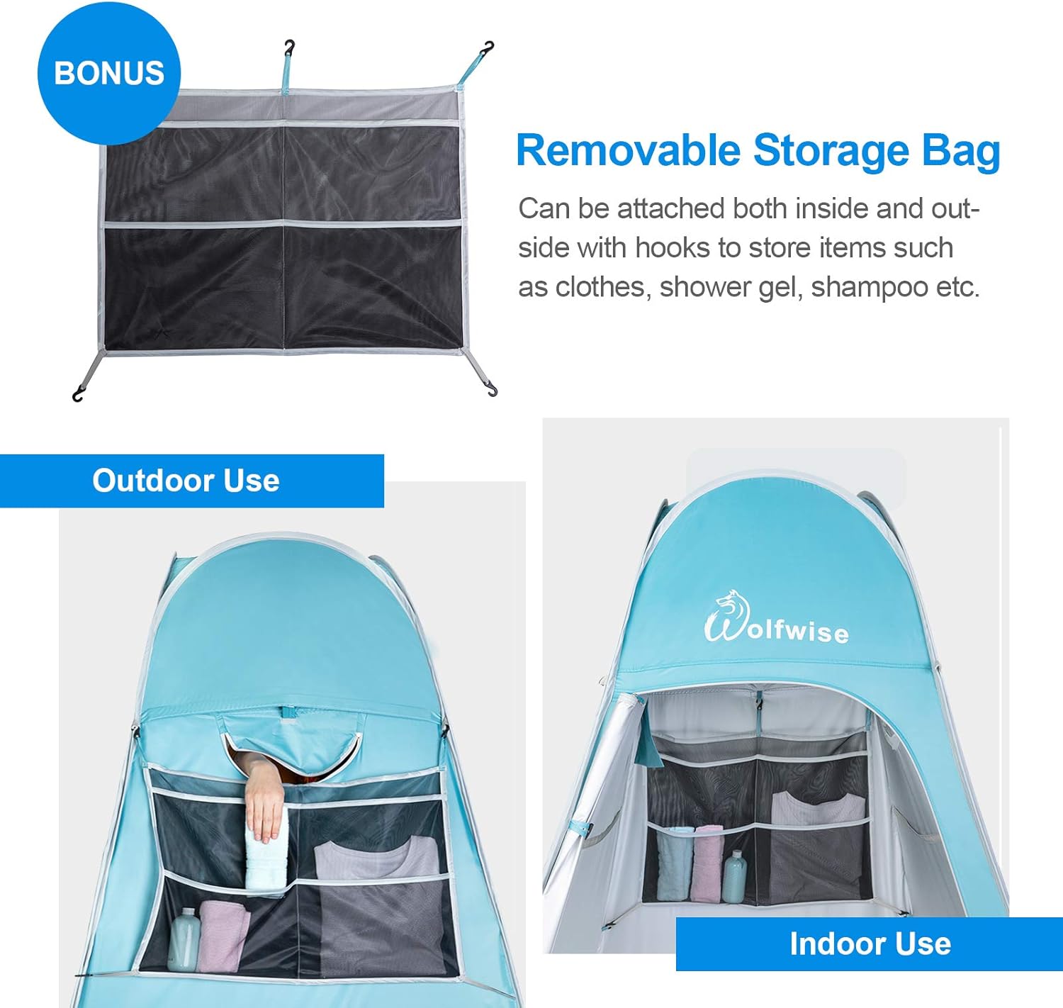 WolfWise Portable Pop Up Privacy Shower Tent Spacious Changing Room for Camping Hiking Beach Toilet Shower Bathroom : Sports & Outdoors