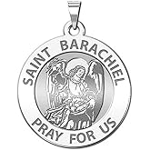PicturesOnGold.com Saint Barachiel Round Religious Medal - 2/3 Inch Size of Dime, Sterling Silver