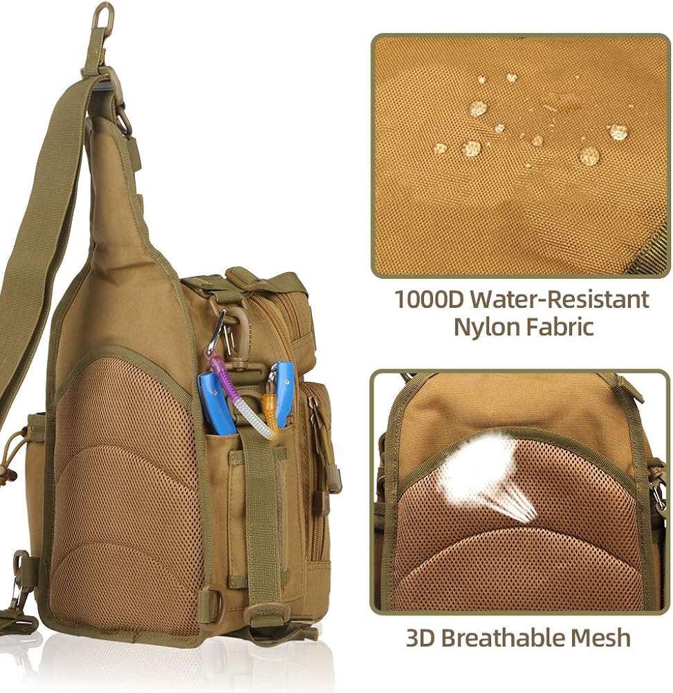 BLISSWILL Fishing Backpack Outdoor Tackle Bag Large Fishing Tackle Bag Water-resistant Fishing Backpack with Rod Holder Shoulder Backpack (Khaki) : Sports & Outdoors
