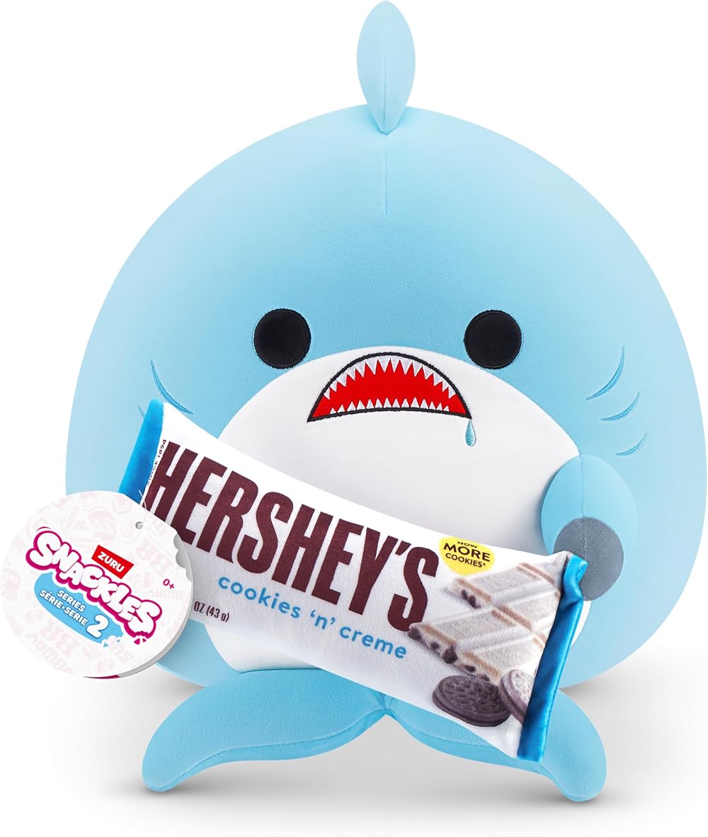 Snackles Series 2 Shark Plush Toy 35 cm Brown Box Hershey Cookie n Cream