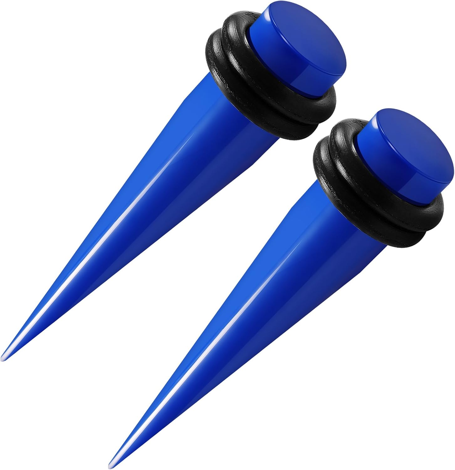 Pair of Dark Blue Acrylic Double Zero Gauge 10mm Taper Double O rings