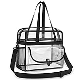 Higuyst Clear Tote Bag 12x12x6 for Sports Events & Concerts,Transparent Stadium Bag with Adjustable Strap, Mesh Pockets