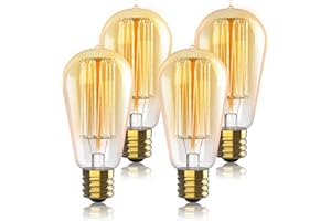 HUDSON BULB CO. Vintage Incandescent Edison Light Bulbs 60W (4 Pack) for Outdoor and Indoor- E26/E27 Base 2100K Dimmable Decorative Antique Squirrel Filament Lightbulbs - ST58 Style Warm Light
